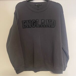 Vinyl Icons England Patch Cotton Blend Fleece Sweatshirt Washed Black Size M